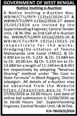 e-Auction: Canal Dredging Work (West Bengal)
