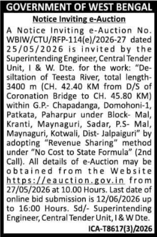 e-Auction: Teesta River De-siltation (West Bengal)