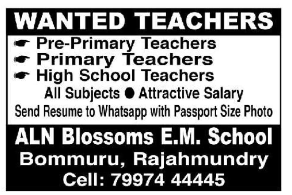 Hiring Teachers for All Subjects At ALN Blossoms E.M. School