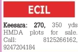 HMDA Approved Residential Plots for Sale in Keesara, near ECIL