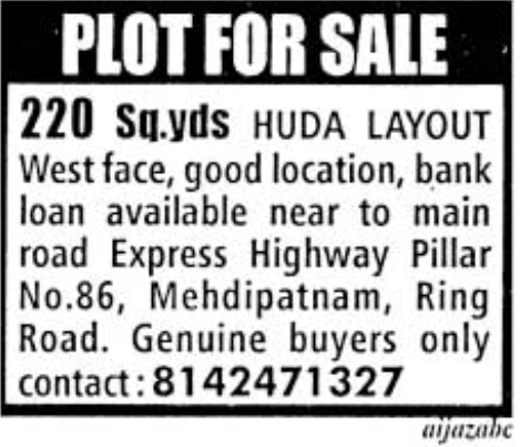 Plot for Sale: Mehdipatnam, Hyderabad