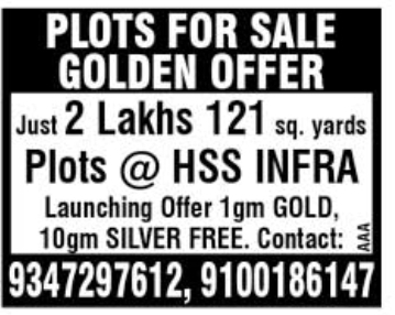 Plots for Sale: HSS Infra Golden Offer