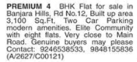Premium 4 BHK Flat for Sale in Banjara Hills