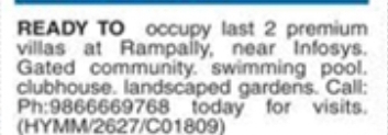 Premium Villas For Rent in Rampally