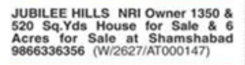 Properties for Sale in Jubilee Hills & Shamshabad