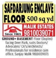 Safdarjung Enclave Luxury Duplex Floor for Sale