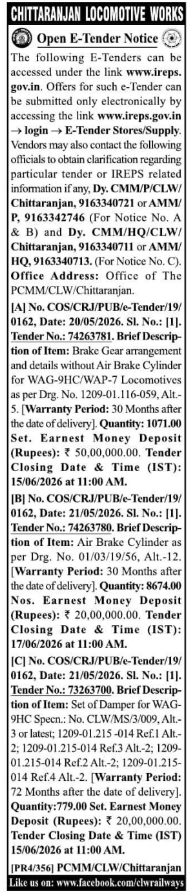 Tenders Open: Chittaranjan Locomotive Works