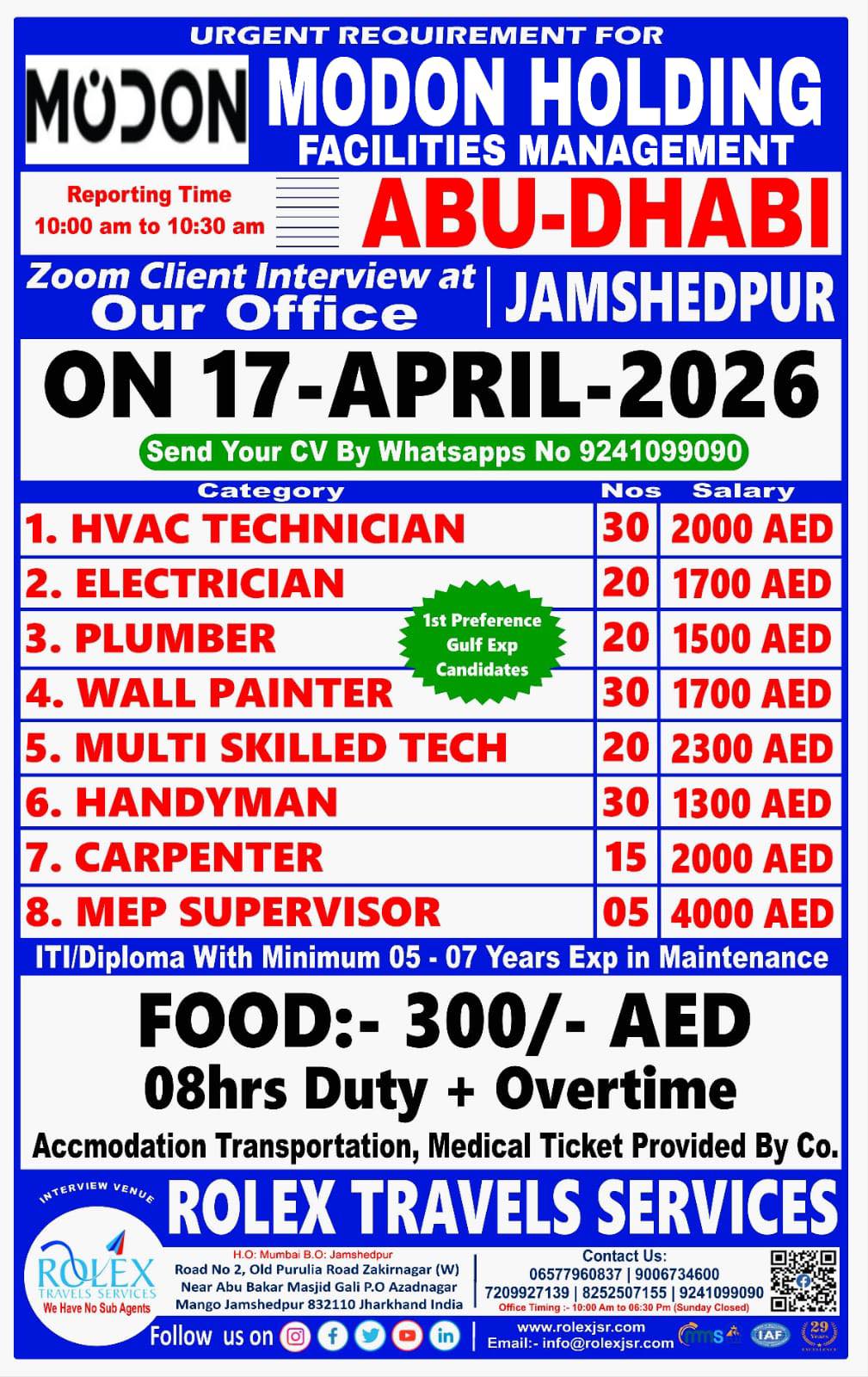 Urgent Hiring for Abu Dhabi