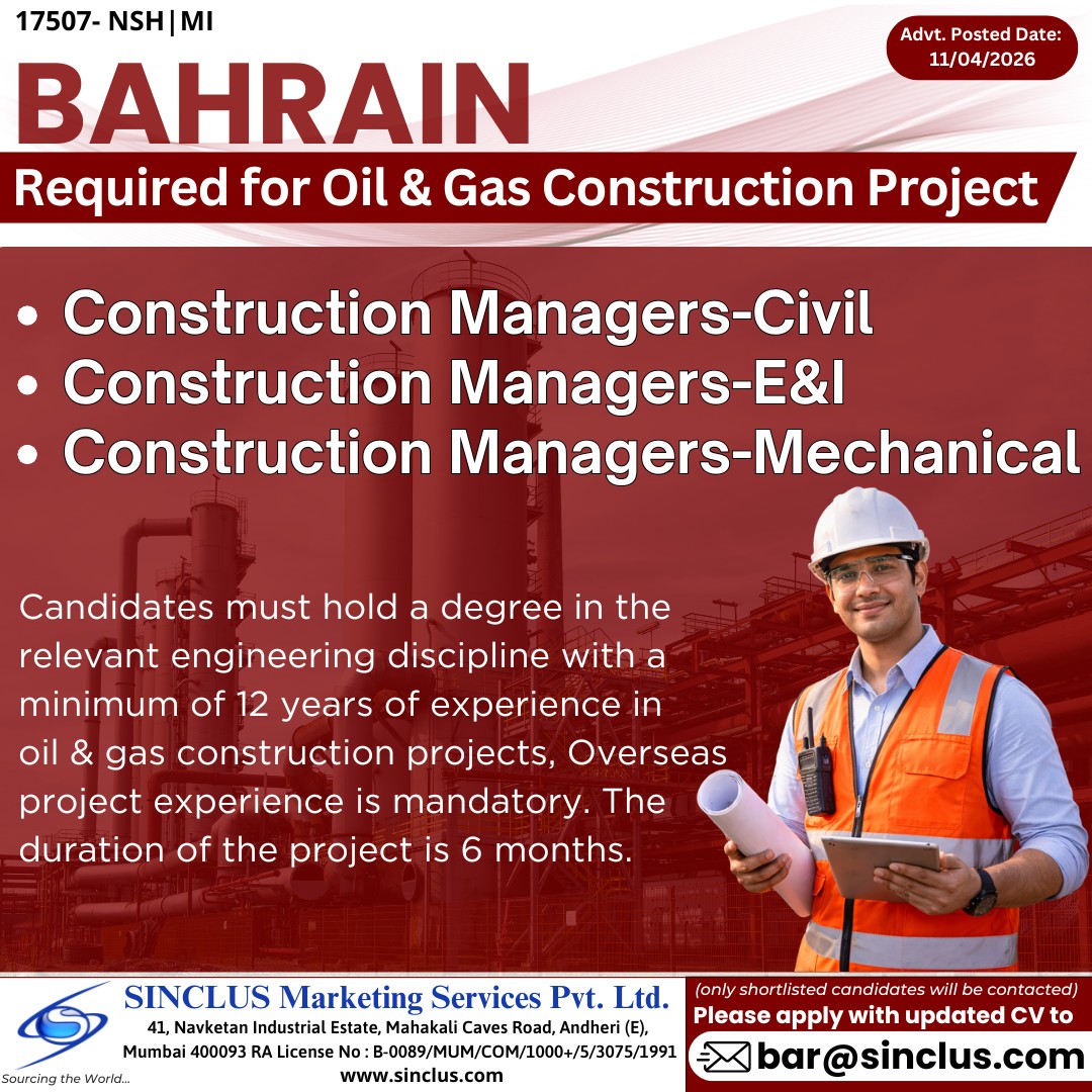 Urgent Hiring for Bahrain
