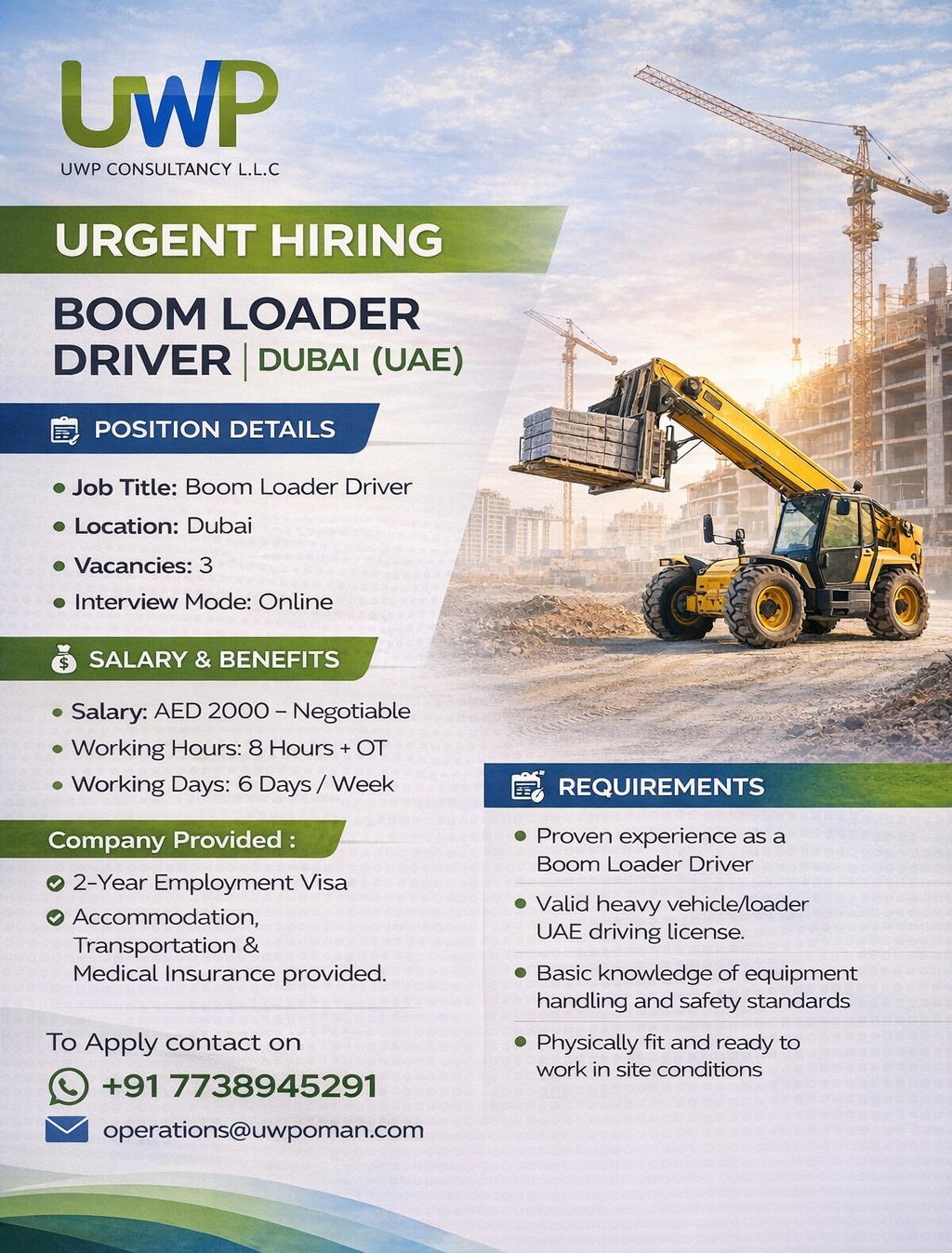 Urgent Hiring for Dubai