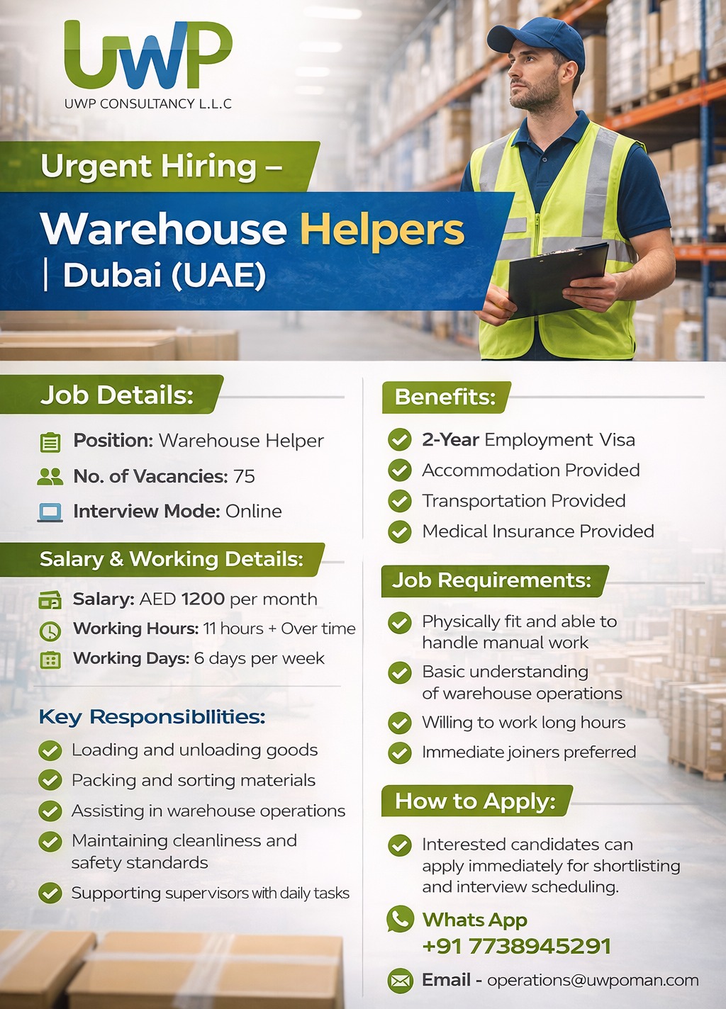 Urgent Hiring for Dubai