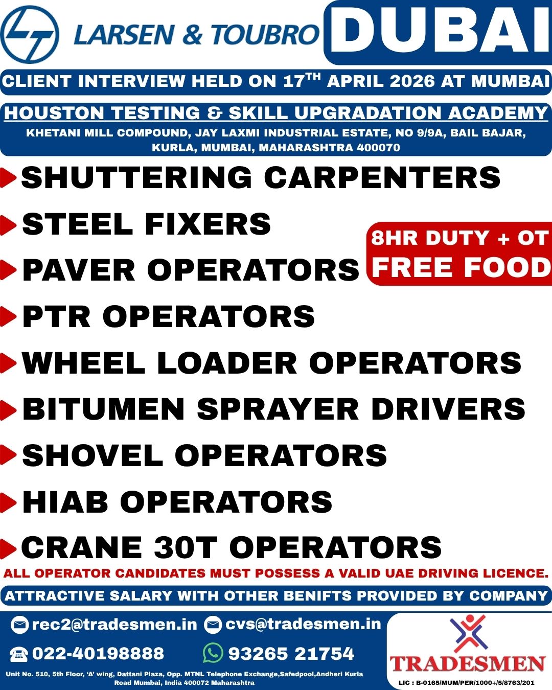 Urgent Hiring for Dubai