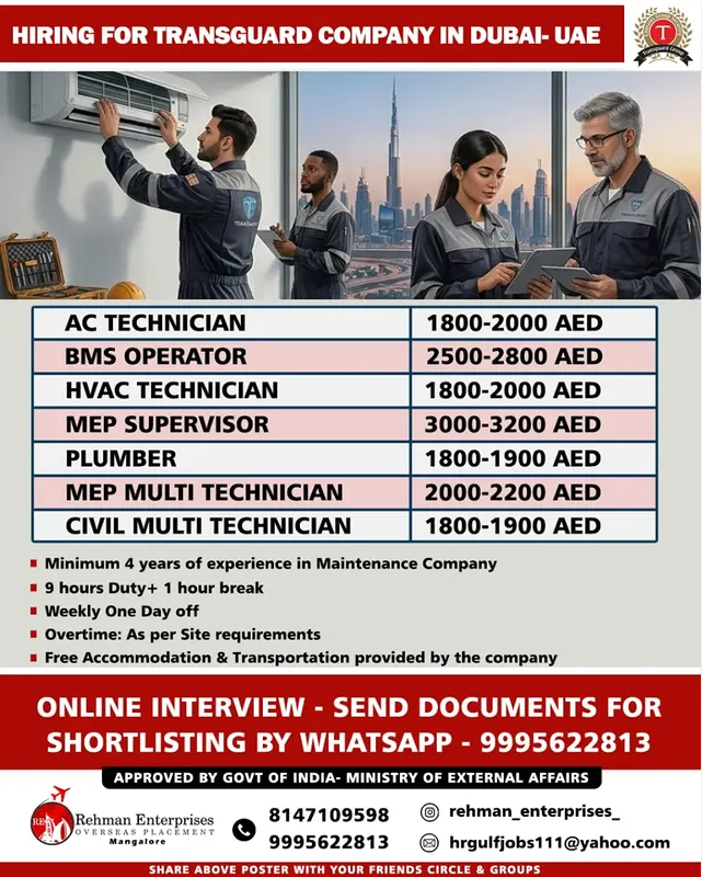 Urgent Hiring for Dubai