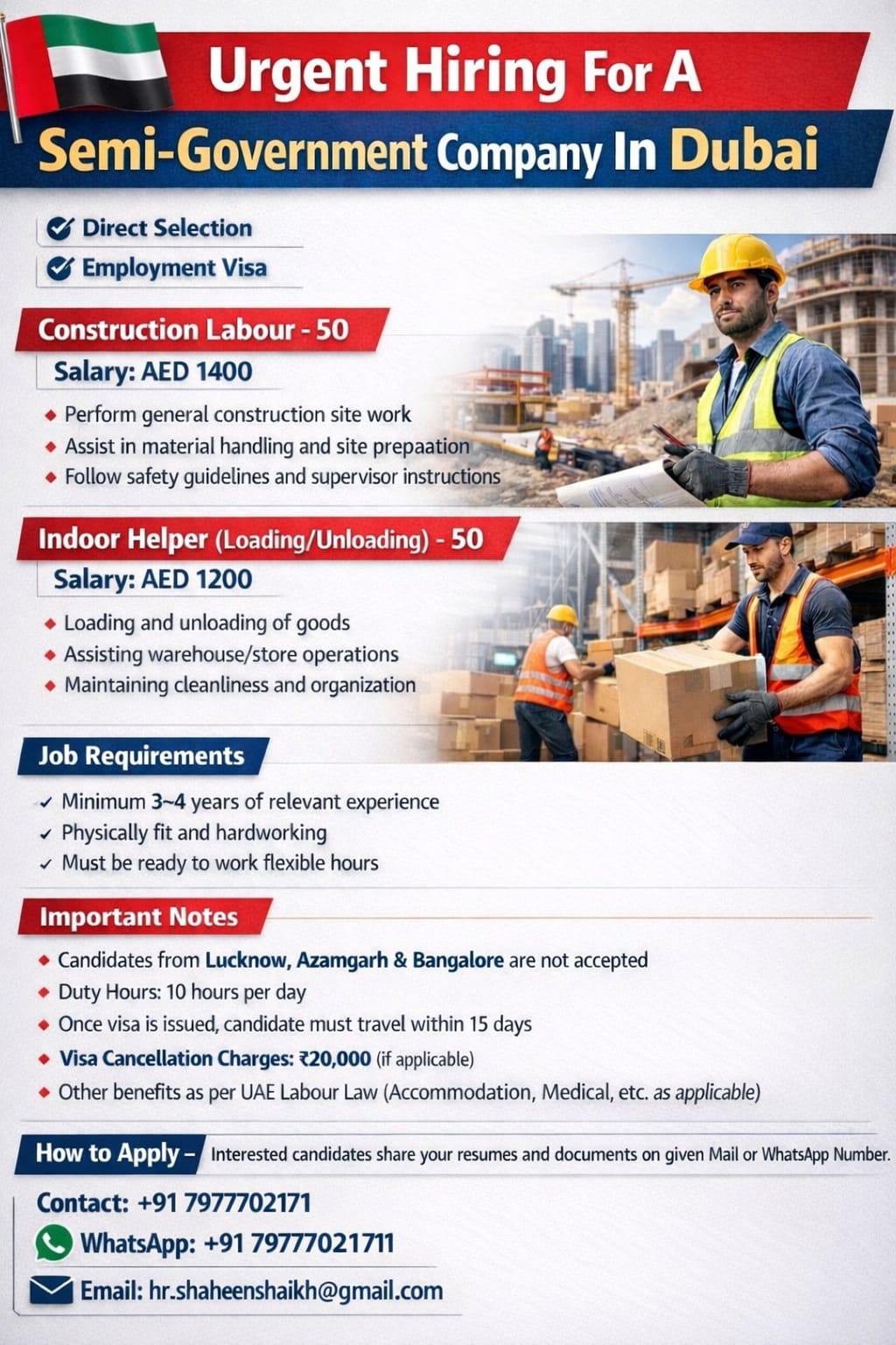 Urgent Hiring for Dubai