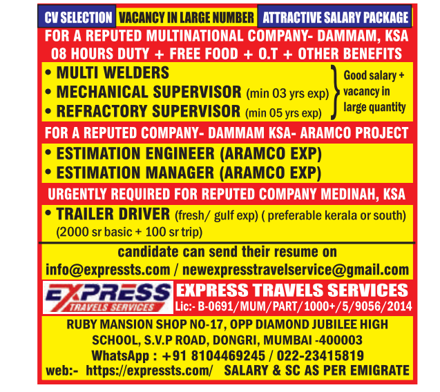 Urgent Hiring for KSA