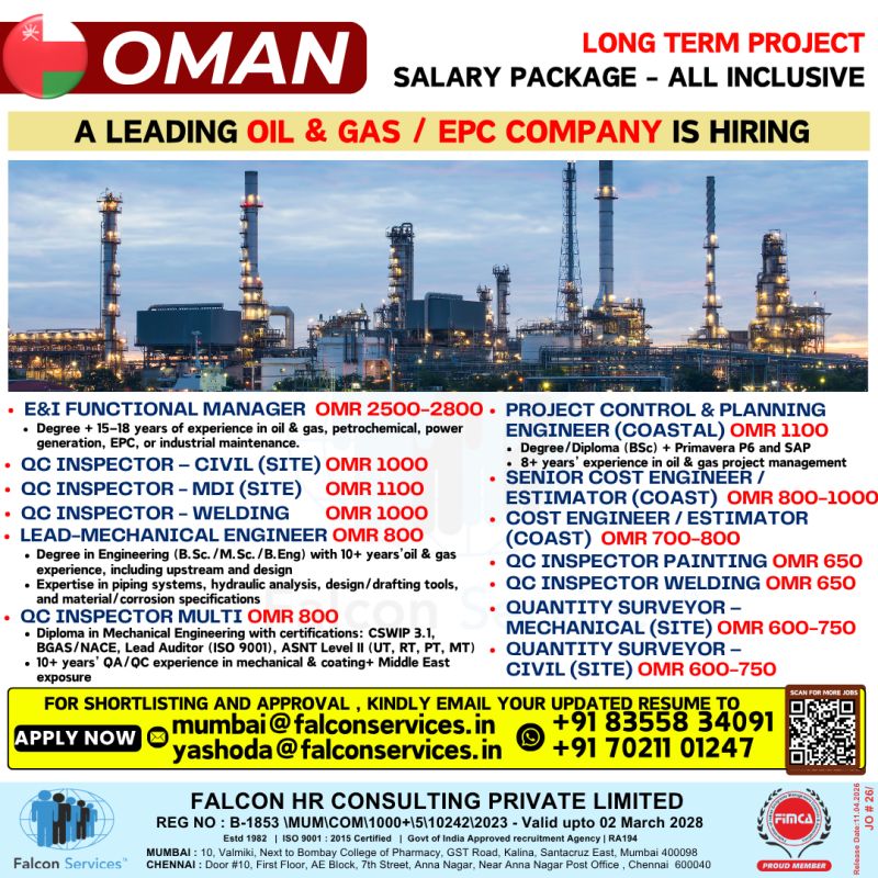 Urgent Hiring for Oman