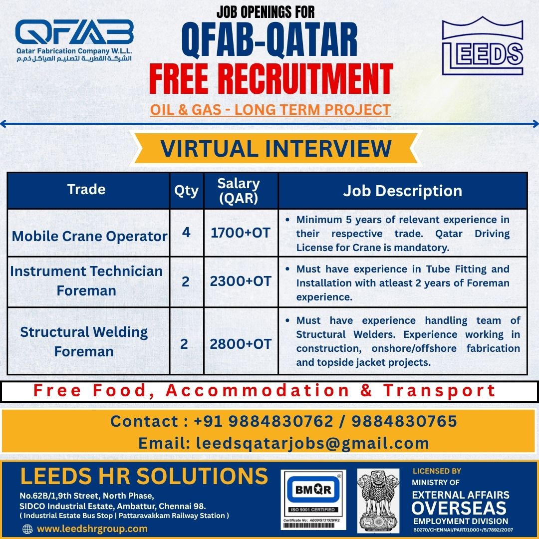 Urgent Hiring for Qatar