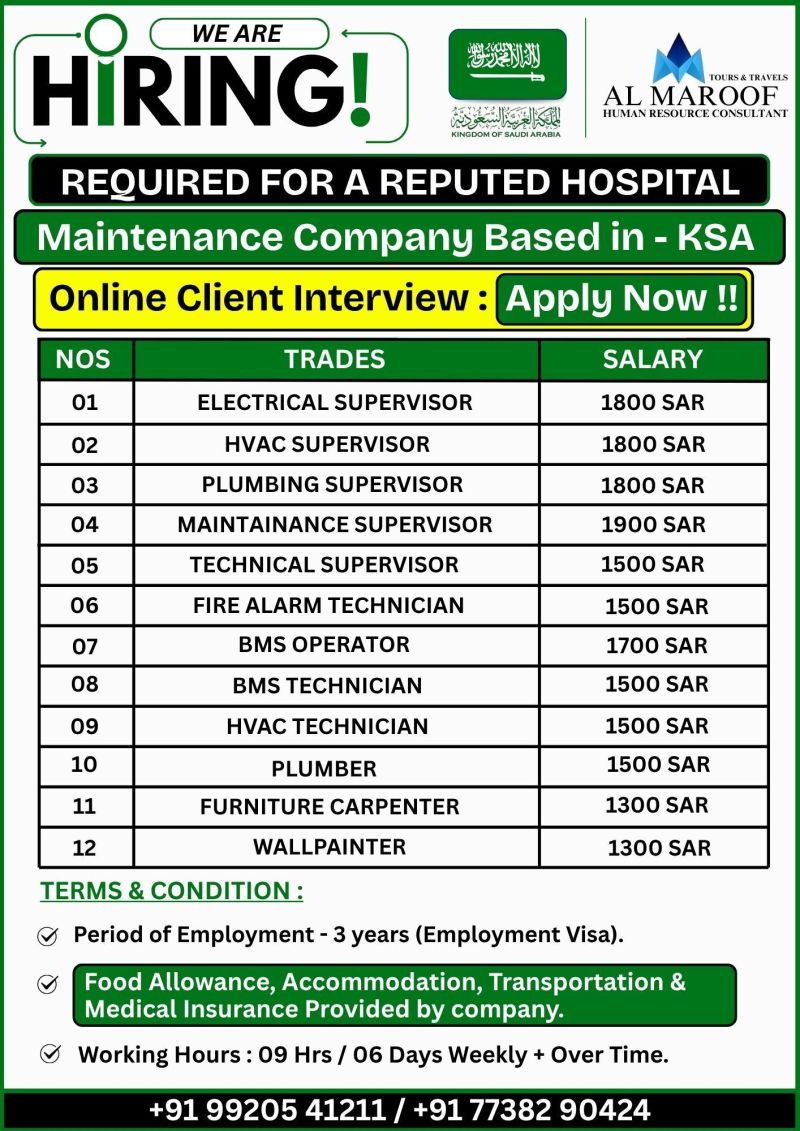 Urgent Requirement For KSA