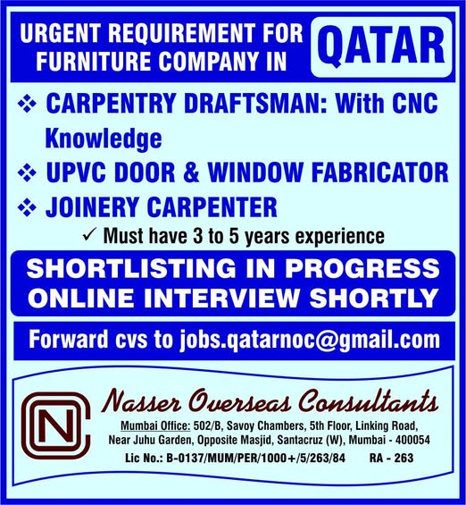 Urgent Requirement For Qatar