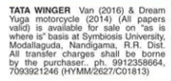 Vehicles For Sale At Symbiosis University