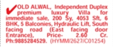 Villa for Sale: 6 BHK Duplex in Old Alwal