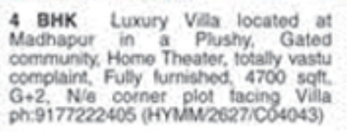 Villa for Sale: Madhapur, Hyderabad