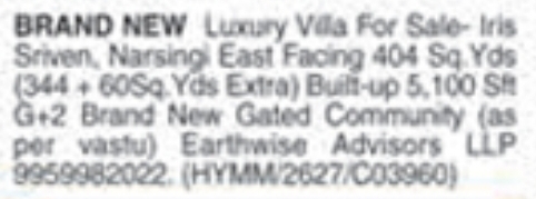 Villa for Sale: Narsingi, Hyderabad
